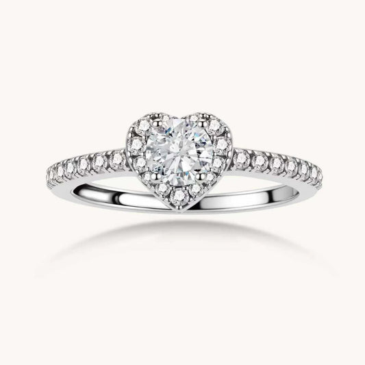 Heart Halo Moissanite Ring