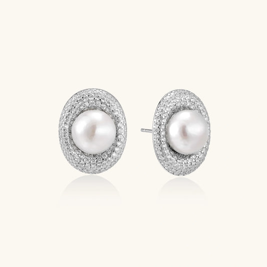 Pearl Halo Stud Earrings