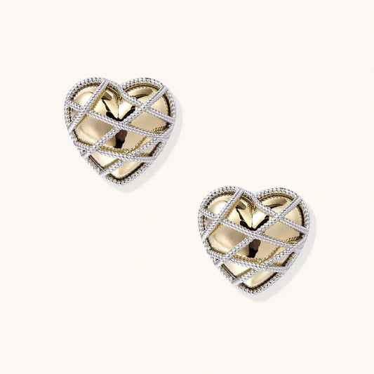Woven Heart Stud Earrings