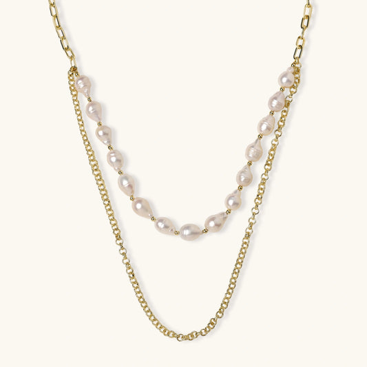 Golden Pearl Layers Necklace