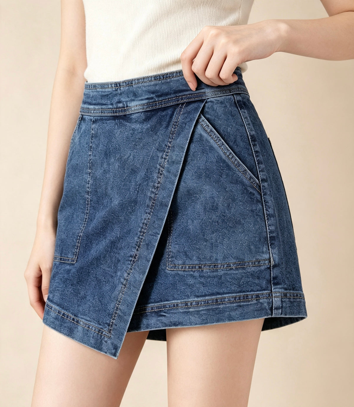 Denim Skort with Pockets